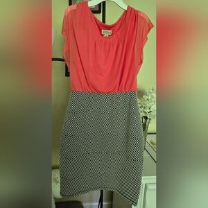Coral and Black Polka Dot Dress